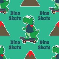 Seamless pattern vector of cute little animal on skate board, For fabric textile, nursery, baby clothes, background, textile, wrapping paper and other decoration.