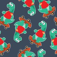 Seamless pattern vector of cute little animal on skate board, For fabric textile, nursery, baby clothes, background, textile, wrapping paper and other decoration.