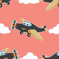 Seamless pattern vector of cute little airplane cartoon hand drawn vector illustration. For fabric textile, nursery, baby clothes, background, textile, wrapping paper and other decoration.