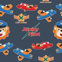 Seamless pattern of cute little pilot, For fabric textile, nursery, baby clothes, background, textile, wrapping paper and other decoration. vector