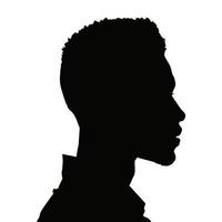 Silhouette of a black man seen from the side, vector clip art