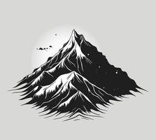 Mountain Range Line Drawing, vector line art illustration