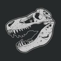 Dinosaur head skeleton hand drawn vector illustration on black background