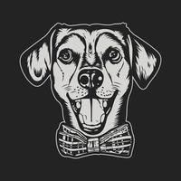 perro cabeza frente a adelante negro y blanco logo vector