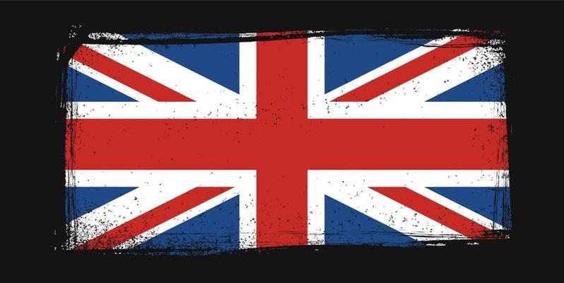 Grungy United Kingdom flag on black background
