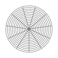 Wheel of life template. Polar grid of 13 segments and 11 concentric circles. Blank polar graph paper. Circle diagram of life style balance. Simple coaching tool for visualizing all areas of life. vector