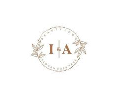 initial IA letters Beautiful floral feminine editable premade monoline logo suitable for spa salon skin hair beauty boutique and cosmetic company. vector