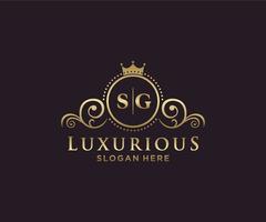 Initial SG Letter Royal Luxury Logo template in vector art for Restaurant, Royalty, Boutique, Cafe, Hotel, Heraldic, Jewelry, Fashion and other vector illustration.