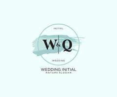 Initial WQ Letter Beauty vector initial logo, handwriting logo of initial signature, wedding, fashion, jewerly, boutique, floral and botanical with creative template for any company or business.