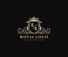 inicial ee letra lujoso marca logo plantilla, para restaurante, realeza, boutique, cafetería, hotel, heráldico, joyas, Moda y otro vector ilustración.