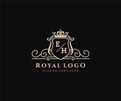 Initial EH Letter Luxurious Brand Logo Template, for Restaurant, Royalty, Boutique, Cafe, Hotel, Heraldic, Jewelry, Fashion and other vector illustration.