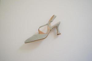 Silver woman shoes a elegant fashion style photo