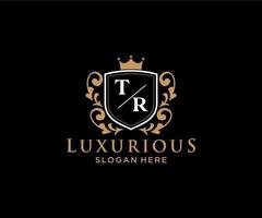 Initial TR Letter Royal Luxury Logo template in vector art for Restaurant, Royalty, Boutique, Cafe, Hotel, Heraldic, Jewelry, Fashion and other vector illustration.