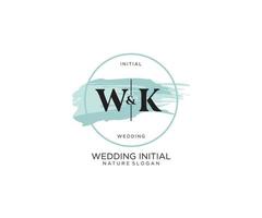 Initial WK Letter Beauty vector initial logo, handwriting logo of initial signature, wedding, fashion, jewerly, boutique, floral and botanical with creative template for any company or business.