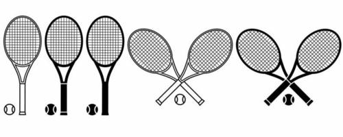 cruzado tenis raqueta y pelota aislado en blanco antecedentes vector