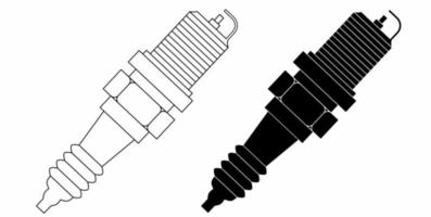 outline silhouette spark plug icon set isolated on white background vector