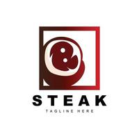 Beef Logo, Meat Steak Vector, Grill Cuisine Design, Steak Restaurant Brand Template Icon vector