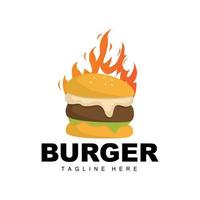 Burger Logo, Bread Vector, Meat And Vegetable, Fast Food Design, Burger Shop And Product Brand Icon Illustration vector