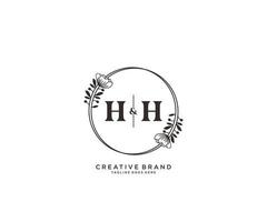 initial HH letters hand drawn feminine and floral botanical logo suitable for spa salon skin hair beauty boutique and cosmetic company. vector