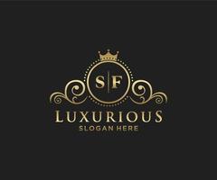 Initial SF Letter Royal Luxury Logo template in vector art for Restaurant, Royalty, Boutique, Cafe, Hotel, Heraldic, Jewelry, Fashion and other vector illustration.