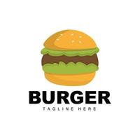 Burger Logo, Bread Vector, Meat And Vegetable, Fast Food Design, Burger Shop And Product Brand Icon Illustration vector
