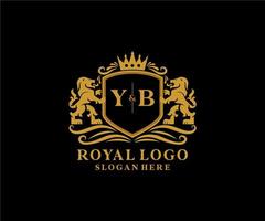 Initial YB Letter Lion Royal Luxury Logo template in vector art for Restaurant, Royalty, Boutique, Cafe, Hotel, Heraldic, Jewelry, Fashion and other vector illustration.