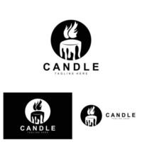 Candle Logo, Flame Lighting Design, Burning luxury Vector, Illustration Template Icon vector