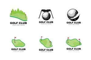 logotipo de pelota de golf, golf de palo vectorial. juego de deportes al aire libre, diseño de disciplina, plantilla de icono vector