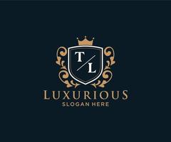 Initial TL Letter Royal Luxury Logo template in vector art for Restaurant, Royalty, Boutique, Cafe, Hotel, Heraldic, Jewelry, Fashion and other vector illustration.