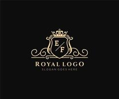 Initial EF Letter Luxurious Brand Logo Template, for Restaurant, Royalty, Boutique, Cafe, Hotel, Heraldic, Jewelry, Fashion and other vector illustration.