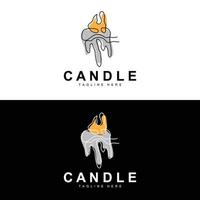 Candle Logo, Flame Lighting Design, Burning luxury Vector, Illustration Template Icon vector