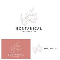 botánico logo, naturaleza planta diseño, flor planta icono vector con línea modelo