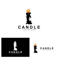 Candle Logo, Flame Lighting Design, Burning luxury Vector, Illustration Template Icon vector