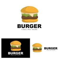 Burger Logo, Bread Vector, Meat And Vegetable, Fast Food Design, Burger Shop And Product Brand Icon Illustration vector
