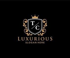 Initial TC Letter Royal Luxury Logo template in vector art for Restaurant, Royalty, Boutique, Cafe, Hotel, Heraldic, Jewelry, Fashion and other vector illustration.