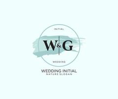 Initial WG Letter Beauty vector initial logo, handwriting logo of initial signature, wedding, fashion, jewerly, boutique, floral and botanical with creative template for any company or business.