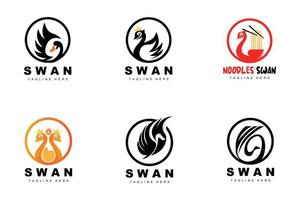 Swan Logo Design, Duck Animal Illustration, Company Brand Template Vector