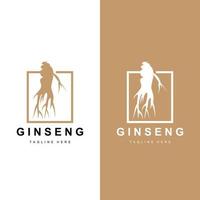 Ginseng Logo, Herbal Plant Vector, Natural Herbal Medicine, Ginseng Herbal Drink Icon vector