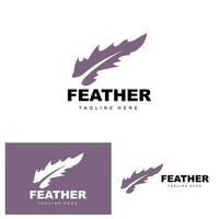 Feather Logo, Abstract Simple Feather Design, Wing Feather Vector, Pencil Stationery, Simple Icon vector