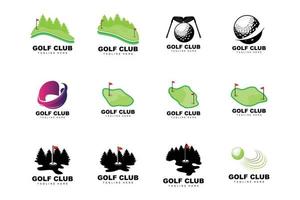 logotipo de pelota de golf, golf de palo vectorial. juego de deportes al aire libre, diseño de disciplina, plantilla de icono vector