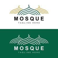 Mosque Logo, Islamic Worship Design, Eid Al Fitr Mosque Building Vector Icon Template, Ramadan, Eid Al Adha