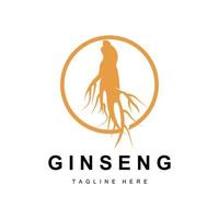 Ginseng Logo, Herbal Plant Vector, Natural Herbal Medicine, Ginseng Herbal Drink Icon vector