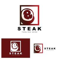 Beef Logo, Meat Steak Vector, Grill Cuisine Design, Steak Restaurant Brand Template Icon vector