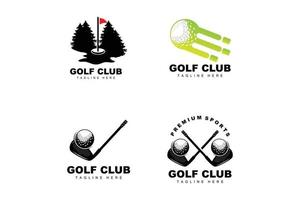 Golf Ball Logo, Vector Stick Golf. Outdoor Sports Game, Discipline Design, Icon Template