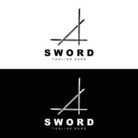 espada logo, samurai katana monocromo diseño, vector guerra arma corte herramienta modelo icono