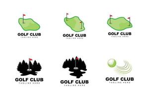 logotipo de pelota de golf, golf de palo vectorial. juego de deportes al aire libre, diseño de disciplina, plantilla de icono vector