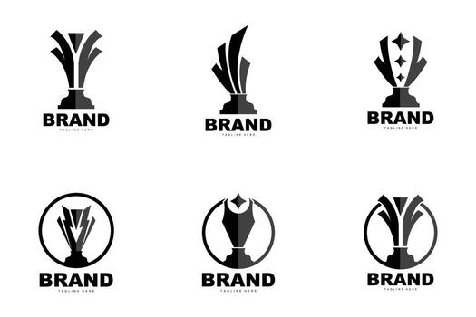 Trophy Logo Design, Award Winner Championship Trophy Vector, Success Brand vector