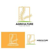 Rice Logo, Agriculture Design, Vector Wheat Rice Icon Template Illustration