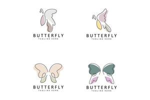 logotipo de mariposa, diseño animal con hermosas alas, animales decorativos, marcas de productos vector