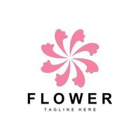 logotipo de flor, diseño de jardín de flores con marca de producto de vector de estilo simple, cuidado de la belleza, natural